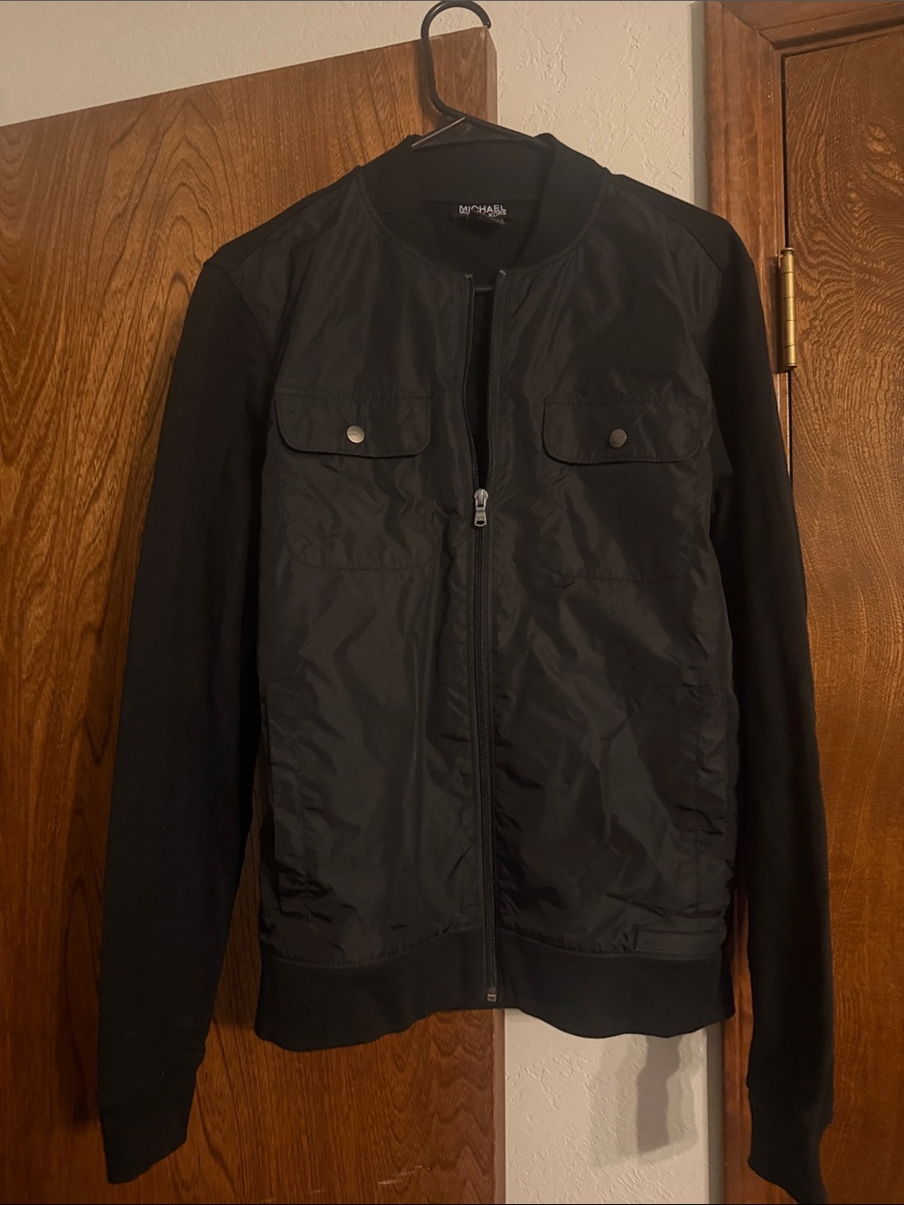 Michael Kors Black Quilted-Front Bomber Jacket
